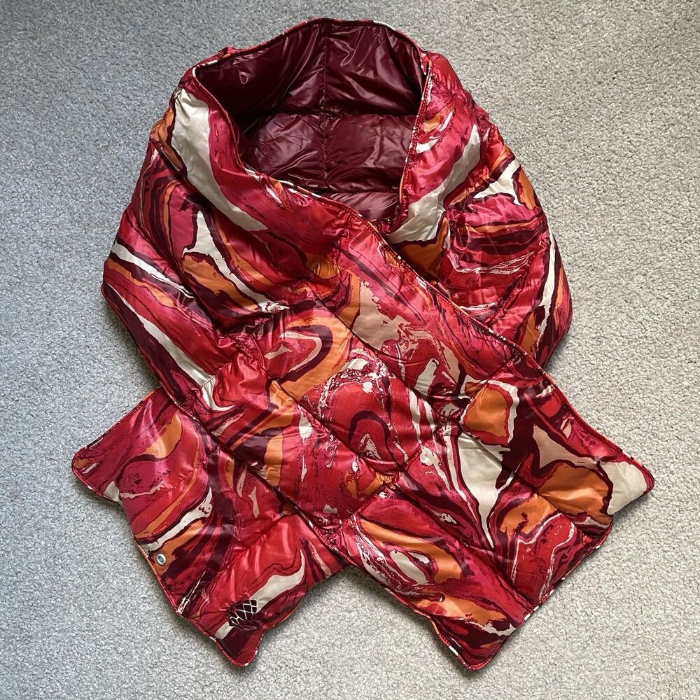 Free People Movement Down Fill Puffer Cowl Neck Scarf Pink Orange One Size